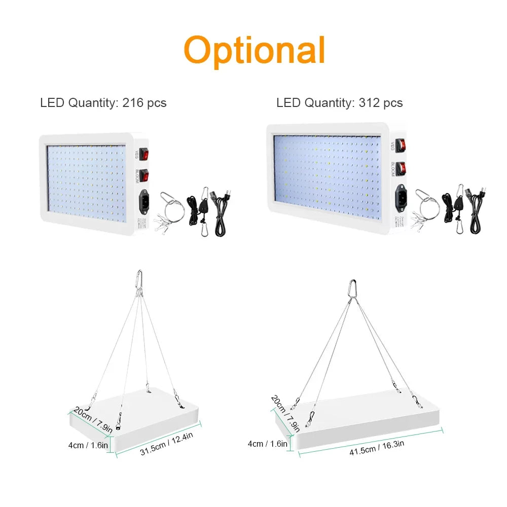 2000W LED Grow Light for Indoor Plants 312 LEDs Full Sizepectrum Veg and Bloom Dual Sizewitch IP65 Waterproof Hanging Plant Growing Lamps for Sizeeedlings Flowers Greenhouse