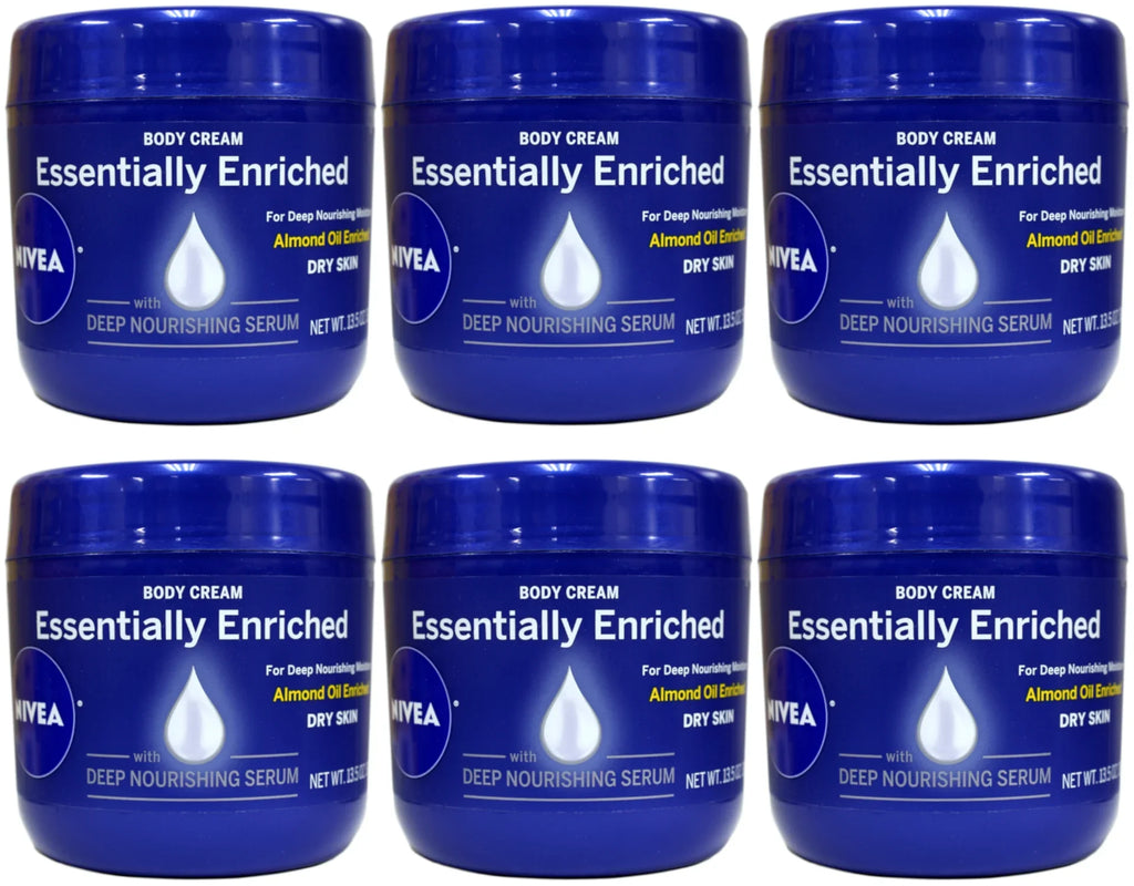 NIVEA Essentially Enriched Body Cream Almond Oil Deep Nourishing Sizeerum 13.5 oz Pack of 6