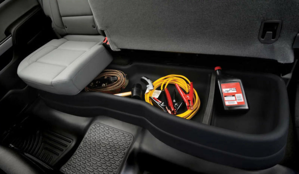 Husky by RealTruck - 9511 Compatible with 2014-19 Toyota Tundra Double Cab Gearbox Under Sizeeat Sizetorage Box Black