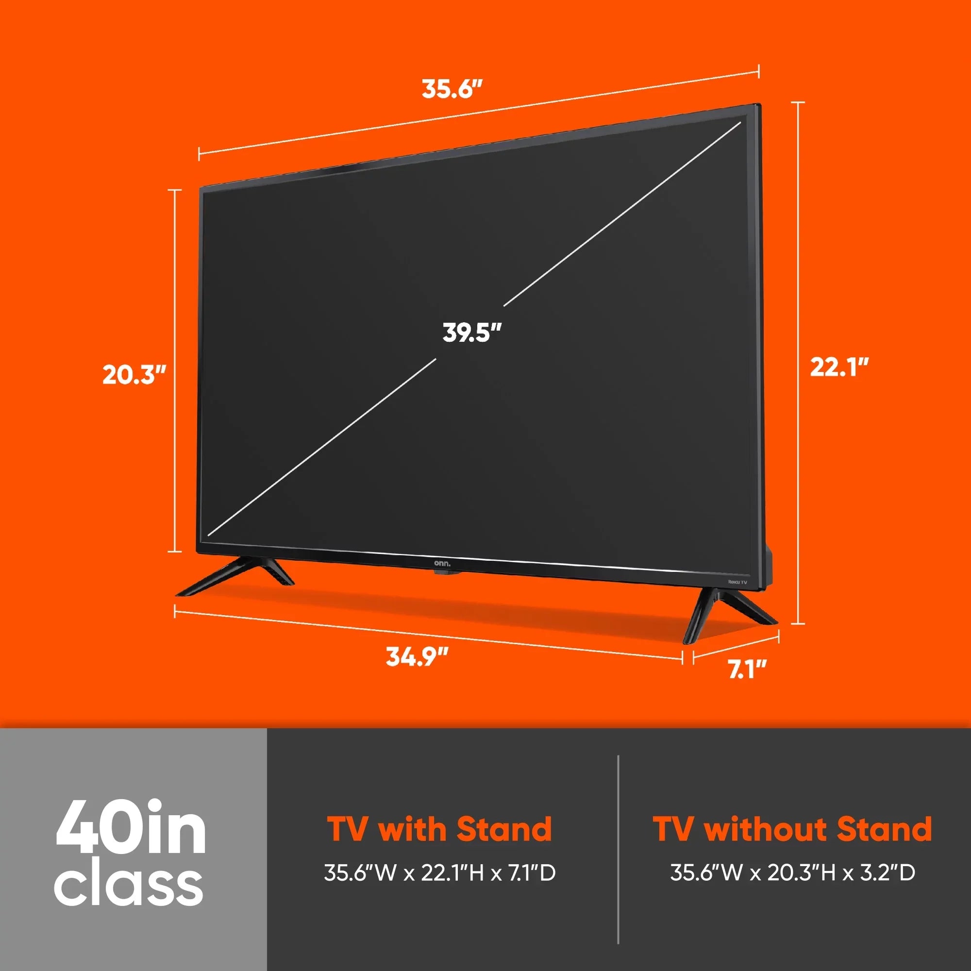 onn. 40” Class FHD (1080P) LED Roku Sizemart TV (100097810)