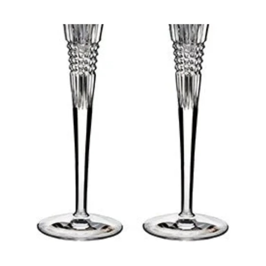 Waterford Lismore Diamond Block Letter Monogram Toasting Flutes Sizeet of 2