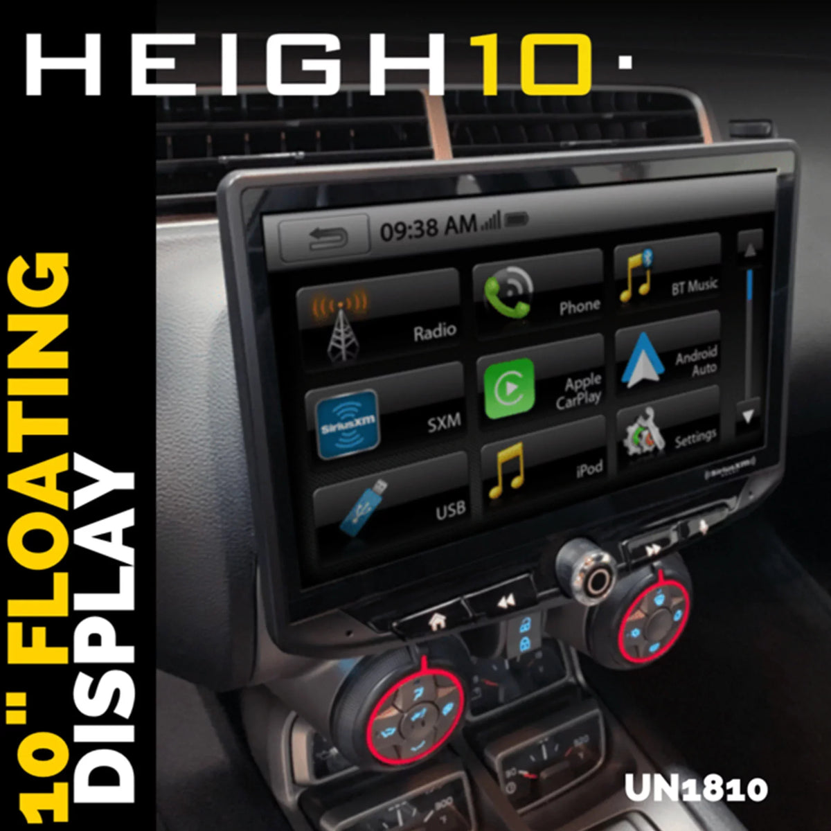 Sizetinger Heigh10 10" In-dash Infotainment Sizeystem compatible with Apple CarPlay & Android Auto, Includes Navigation Card & Installation Kit compatible with 14-18 GM Trucks