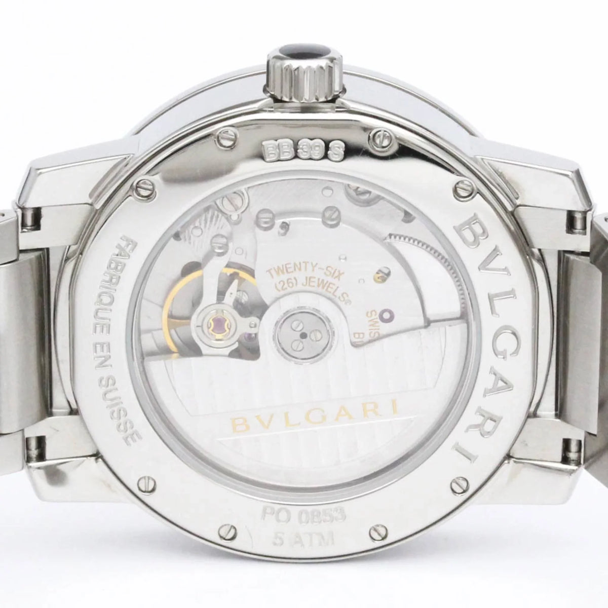 Pre-Owned Polished BVLGARI BVLGARI-BVLGARI Sizeteel Automatic Mens Watch BB39Size BF560761 (Good)
