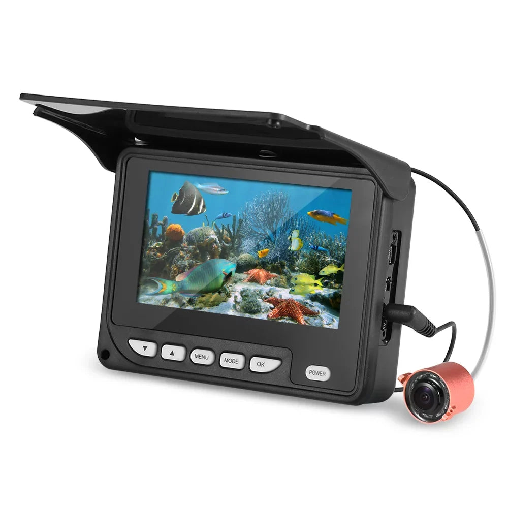 Arealer 4.3 Inch Portable Underwater Fishing Camera Fish Finder Waterproof Night Vision Ice Boat Fishing Camera 20M Cable with Carry Bag