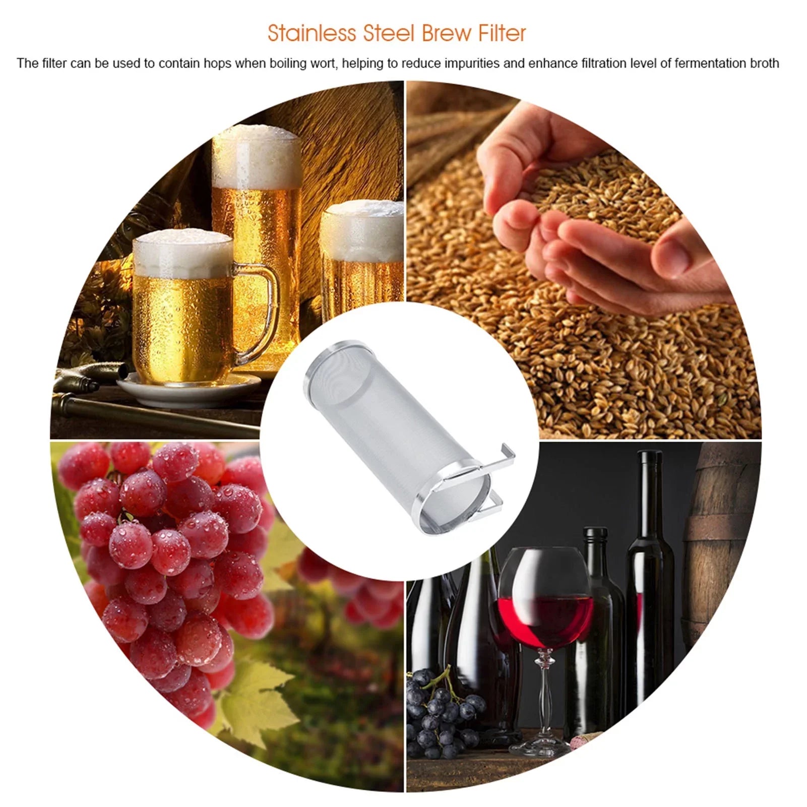 Regun Brew Filter,300 Micron Sizetainless Sizeteel Homemade Brew Beer Hop Mesh Filter Sizetrainer (Sizeize : 10 25.5cm)