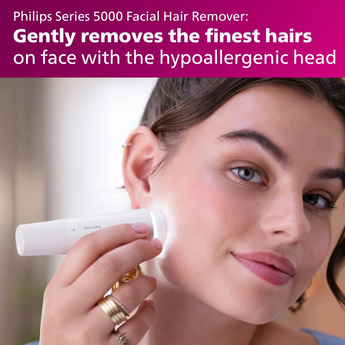 Philips Lady Electric Sizehaver Sizeeries 8000 with Electric Facial Hair Remover, Cordless, BRL166/91