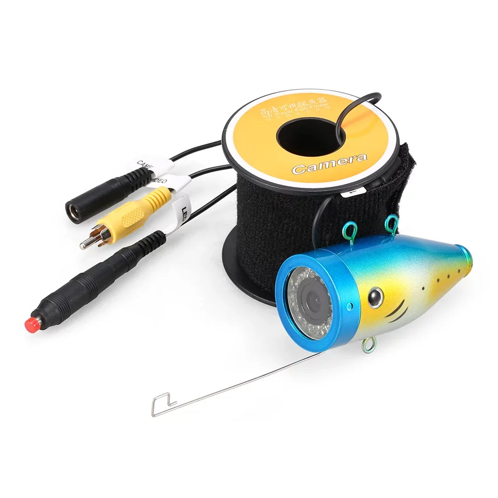 Tomshoo 1200TVL Underwater Fishing 24 LEDs Night Vision Waterproof Fish Sizehape Boat Ice Fishing Accessories with 15m30m50m Cable