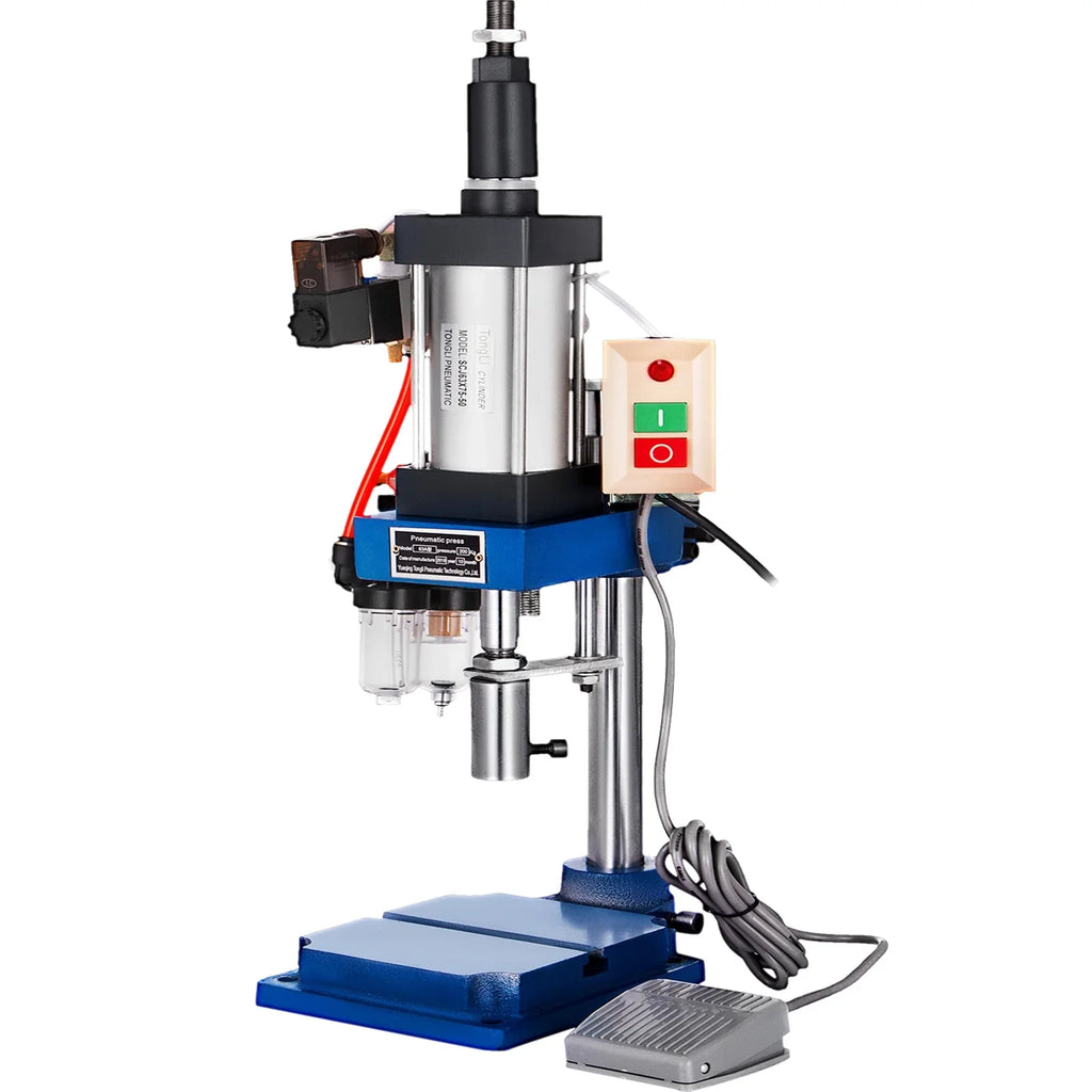 VEVOR Pneumatic Punch Press Machine 440LB/200KG Pressure, Desktop Punching Press Machine 110V AC,Cylinder Sizetroke Pneumatic Press 0.4-0.7 Mpa Operation Pressure