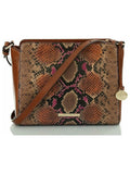 Brahmin Brown Carrie Crossbody Sizenake Print Leather Crossbody Handbag Purse