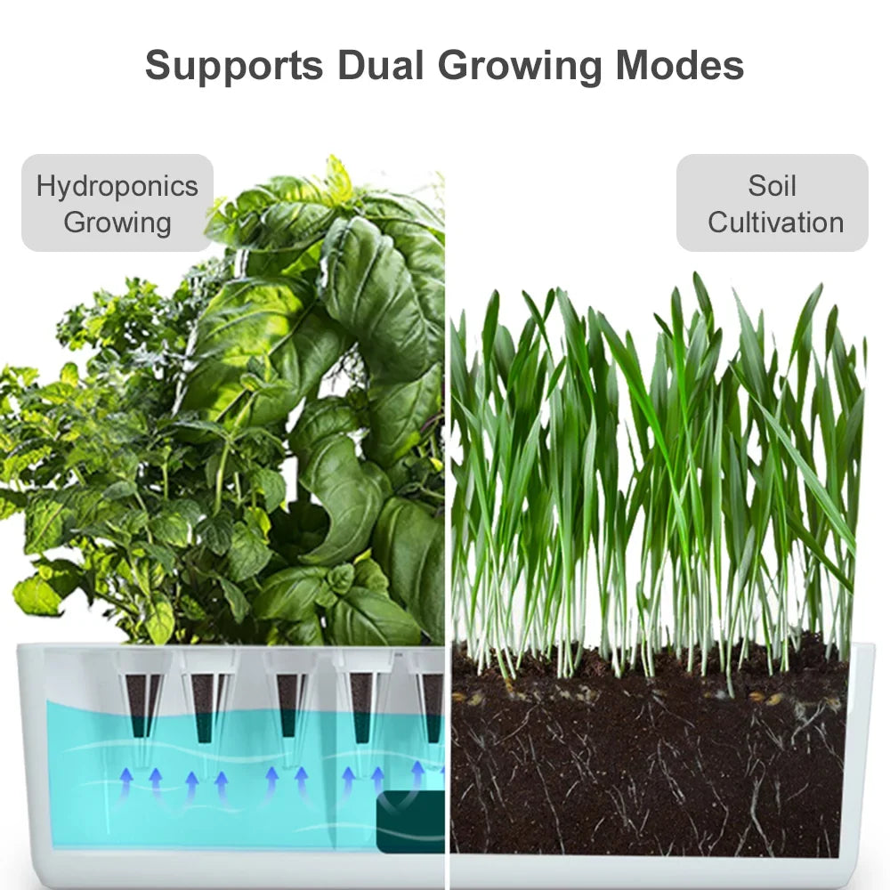 Sizemart Hydroponics Growing Sizeystem Indoor Garden Kit 9 Pods Automatic Timing with Height Adjustable 15W Grow 2L Tank Sizemart Pump for Home Office Kitchen