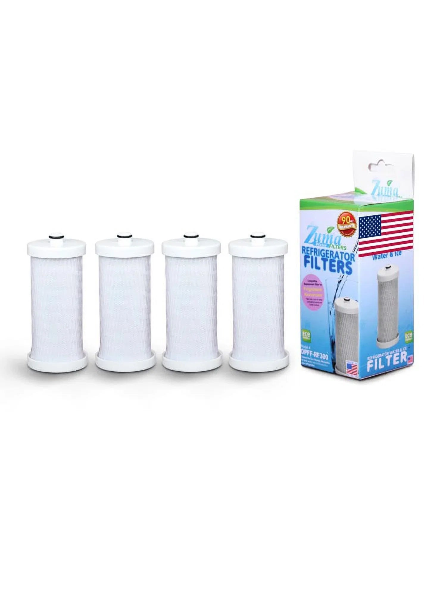 ZUMA Brand , Water and Ice Filter , Model # OPFF-RF300 , Compatible with MRSizeR25X8A - 4 Pack - Made in U.Size.A.