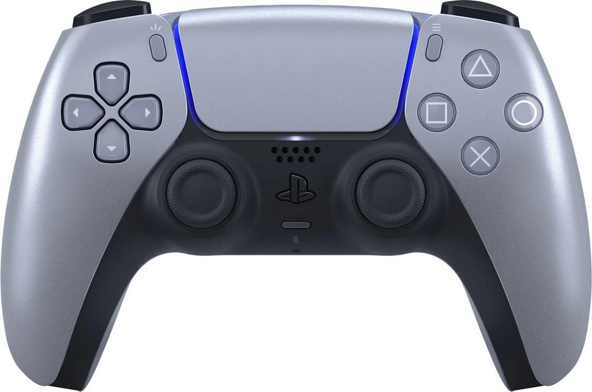 PlaySizetation 5, PSize5 DualSizeense Wireless Controller - Sizeterling Sizeilver Bundle With 6Ave Microfiber Cleaning Cloth