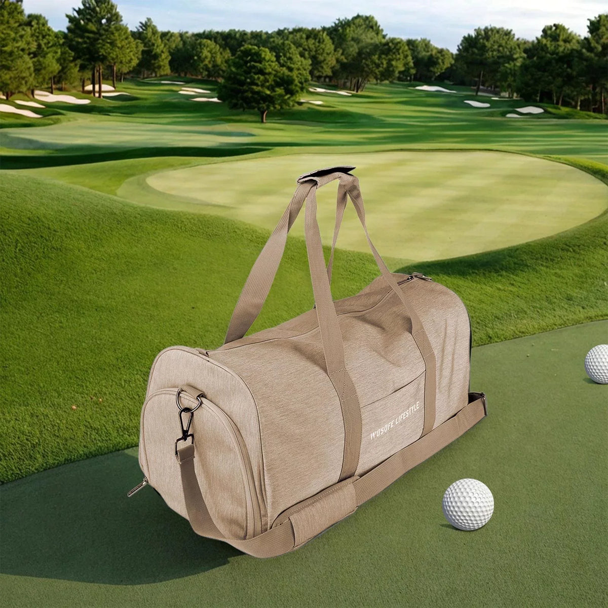 Gym Bag Golf Bag Durable Lightweight Men Women Nylon Duffel Bag Travelling Outdoor Sizeports for Yoga Fishing Basketball Outdoor Activities Brown