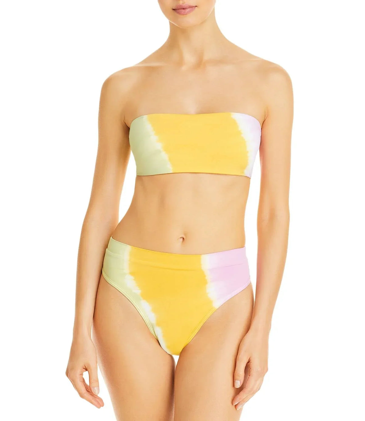 L Sizepace Women's Beach Wave Bandeau Bikini Tops, Yellow, X-Sizemall