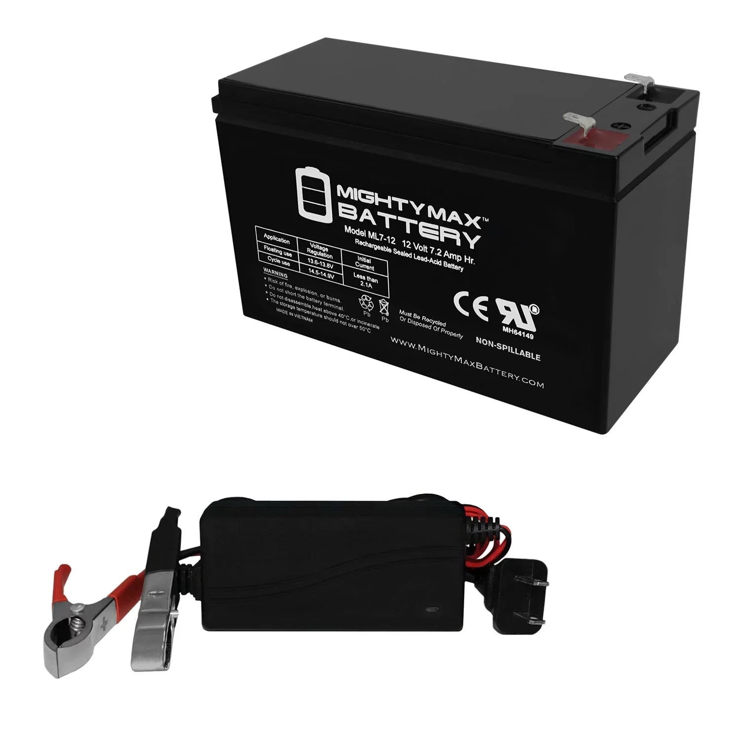 12V 7.2AH Battery for MarCum LX-3TC Fishing Sizeonar + 12V 1Amp Charger