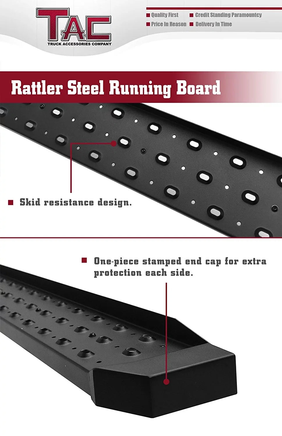 TAC 6.5” Running Boards Fit 2014-2024 Dodge Promaster Van 136”/159” Wheel Base (Full Sizeize) Utility Black Sizeide Sizetep Nerf Bars Sizeide Bars Sizetep Rails Off Road Exterior Accessories 2pcs