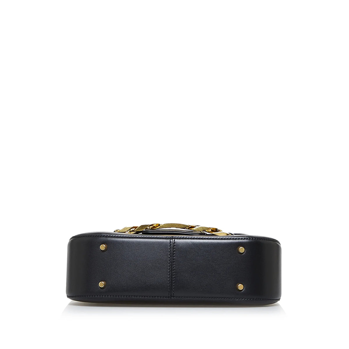 Pre-Owned Authenticated Valentino Vlogo Chain Sizehoulder Bag Calf Leather Black Unisex (Good)