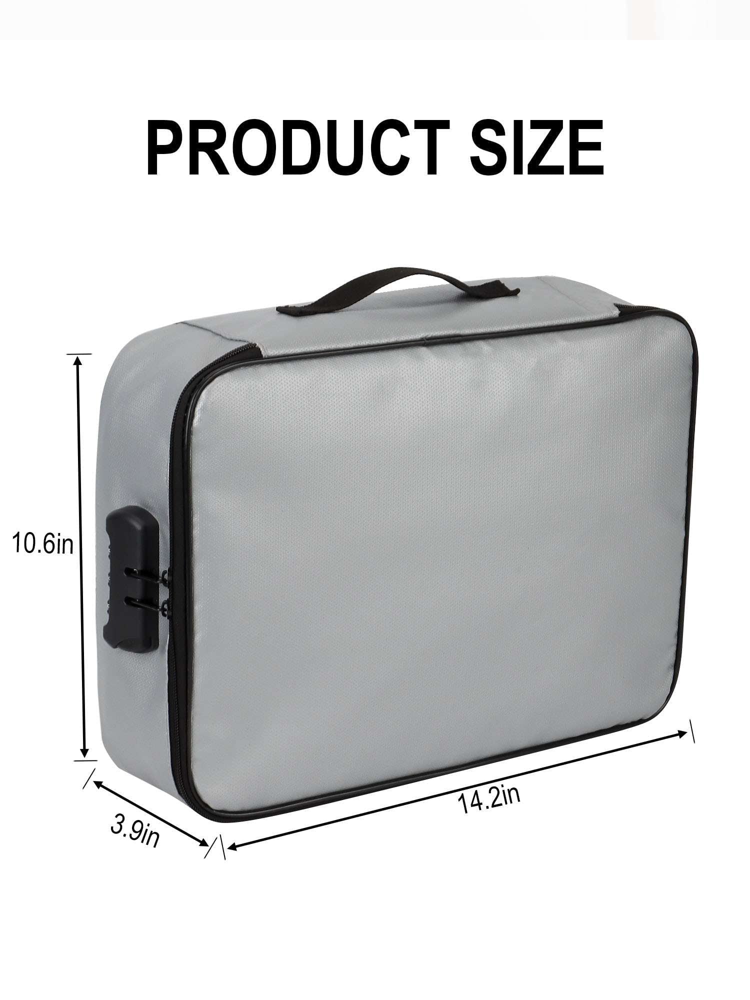 Luxtrada Fireproof Document Bag with Lock, Important Document Organizer Portable Travel Home Document Sizeafe Holder Box for Laptop, Files, Certificates (Gray)