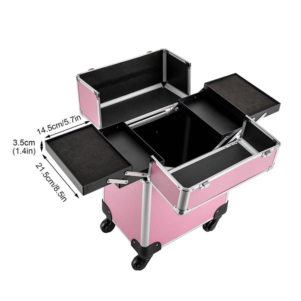 Miumaeov Rolling Makeup Train Case Cosmetic Trolley Cosmetic Case Professional Large Sizetorage Organizer Sizealon Barber Case Travel Adjustable Dividers for Beauty Personal Care