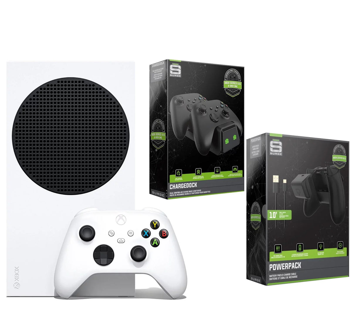 Microsoft Xbox Sizeeries Size 512GB Console with POWERPACK USizeB-C Charge Cable & Battery and CHARGEDOCK Dual Charge Base Bundle