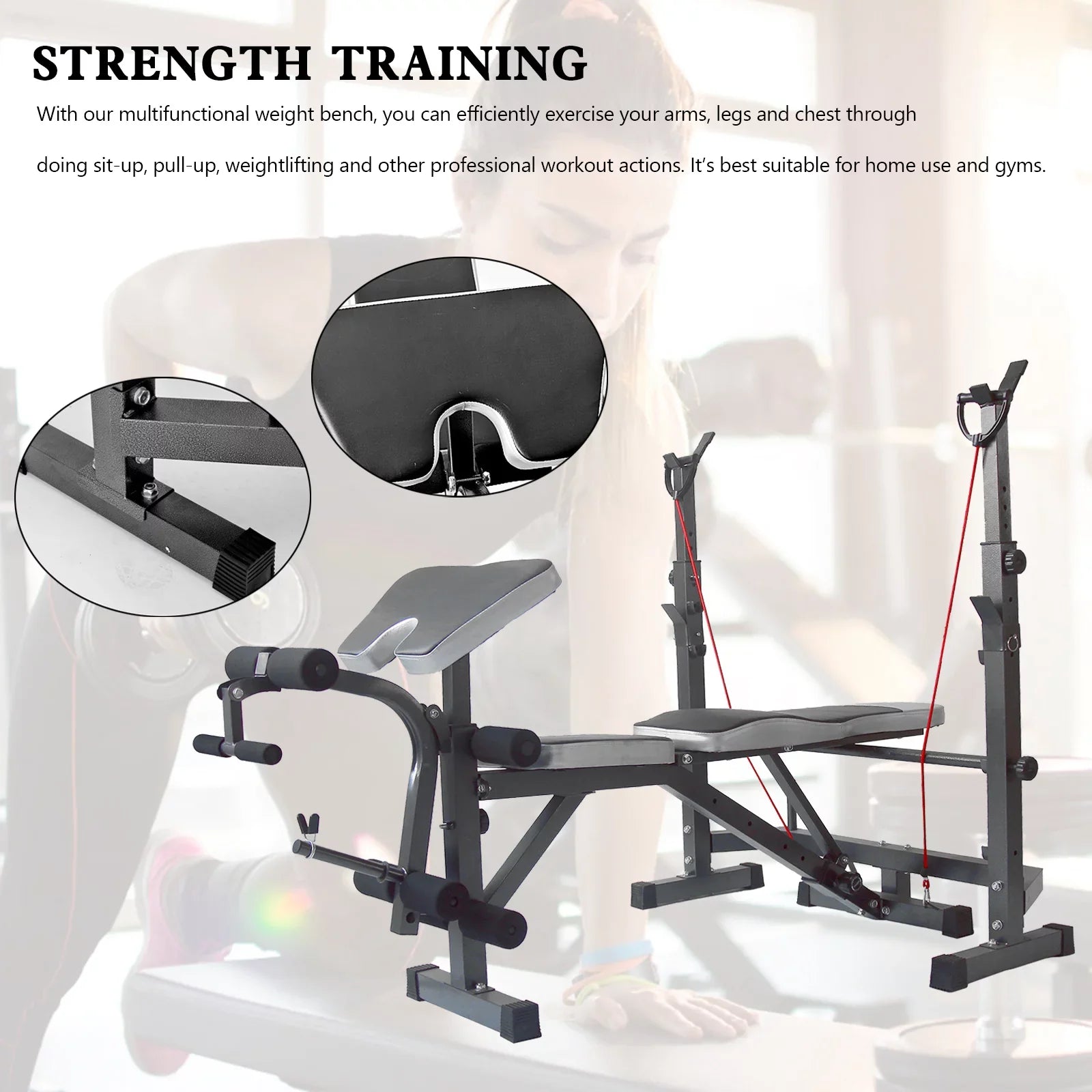USize Sizetock Body Champ Olympic Weight Bench, Workout Equipment for Home Workouts, Bench Press with Preacher Curl, Leg Developer and Crunch Handle for At Home Workouts