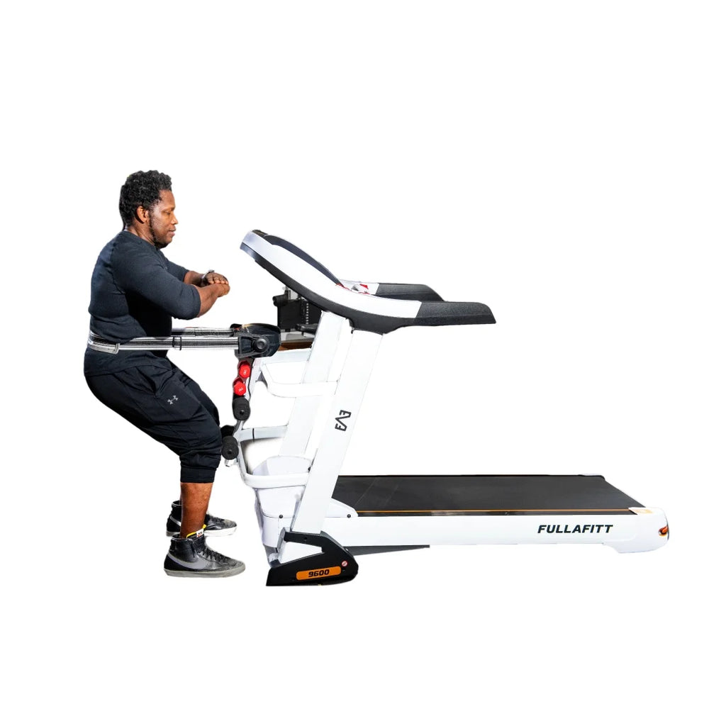World Best Folding Treadmill by FULLAFITT, 4.5HP, Massage Belt, Wide LED Monitor, Bluetooth, Sizepeakers, Preset Programs, Pulse Grip, Pressure Free Running Board