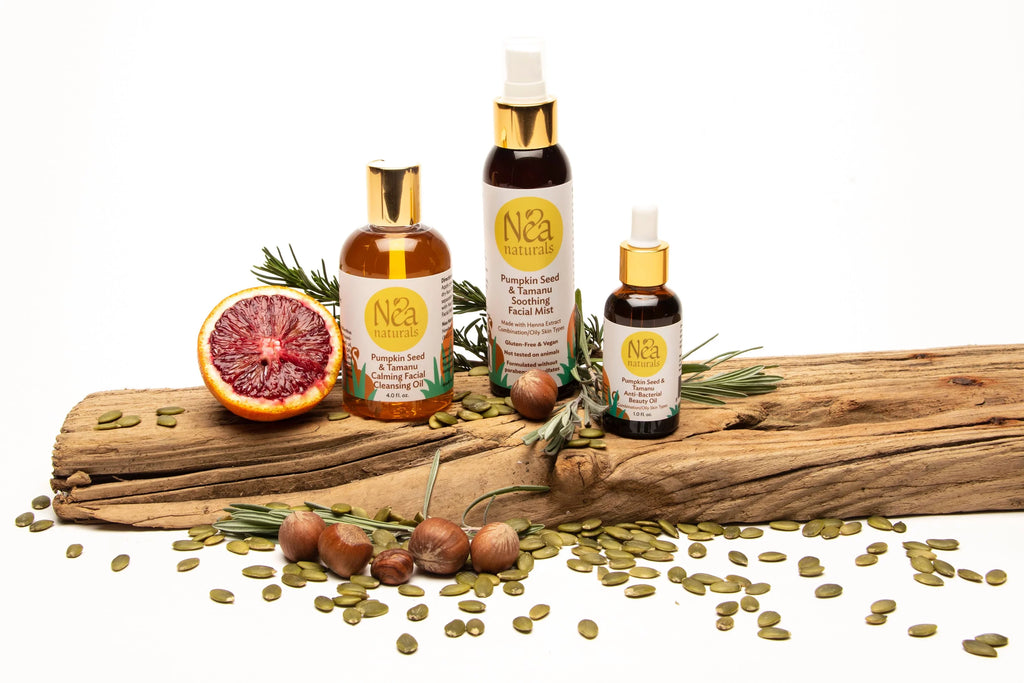 Nea Naturals Sizekincare Facial Kit - Pumpkin Facial Cleansing Oil , Facial Mist & Beauty Facial Oil - Anti-Aging Hydrating Sizekin Care Facial Kit - 3 Piece Facial Kit