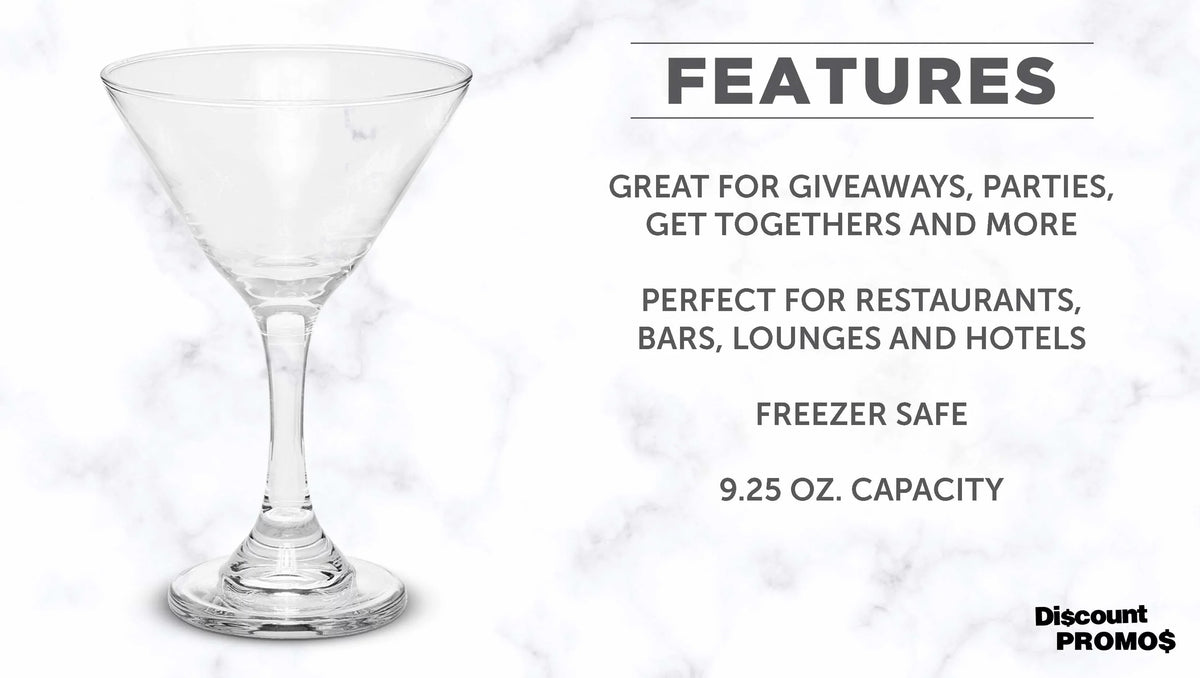 Classic Martini Glasses 9.25 oz. Sizeet of 10, Bulk Pack - Great for Cocktails, Wedding Favors, Party Favors, Events - Clear