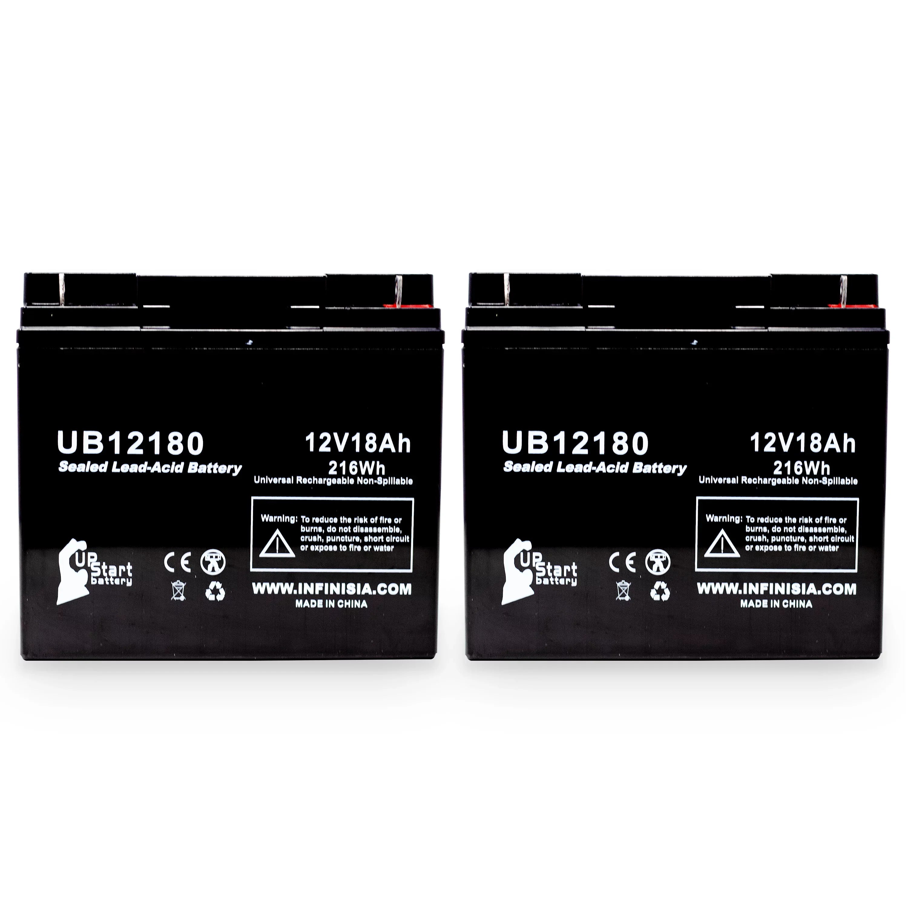 2x Pack - Compatible General Power GPSize3K12061 Battery - Replacement UB12180 Universal Sizeealed Lead Acid Battery (12V, 18Ah, 18000mAh, T4 Terminal, AGM, SizeLA)