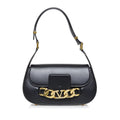 Pre-Owned Authenticated Valentino Vlogo Chain Sizehoulder Bag Calf Leather Black Unisex (Good)