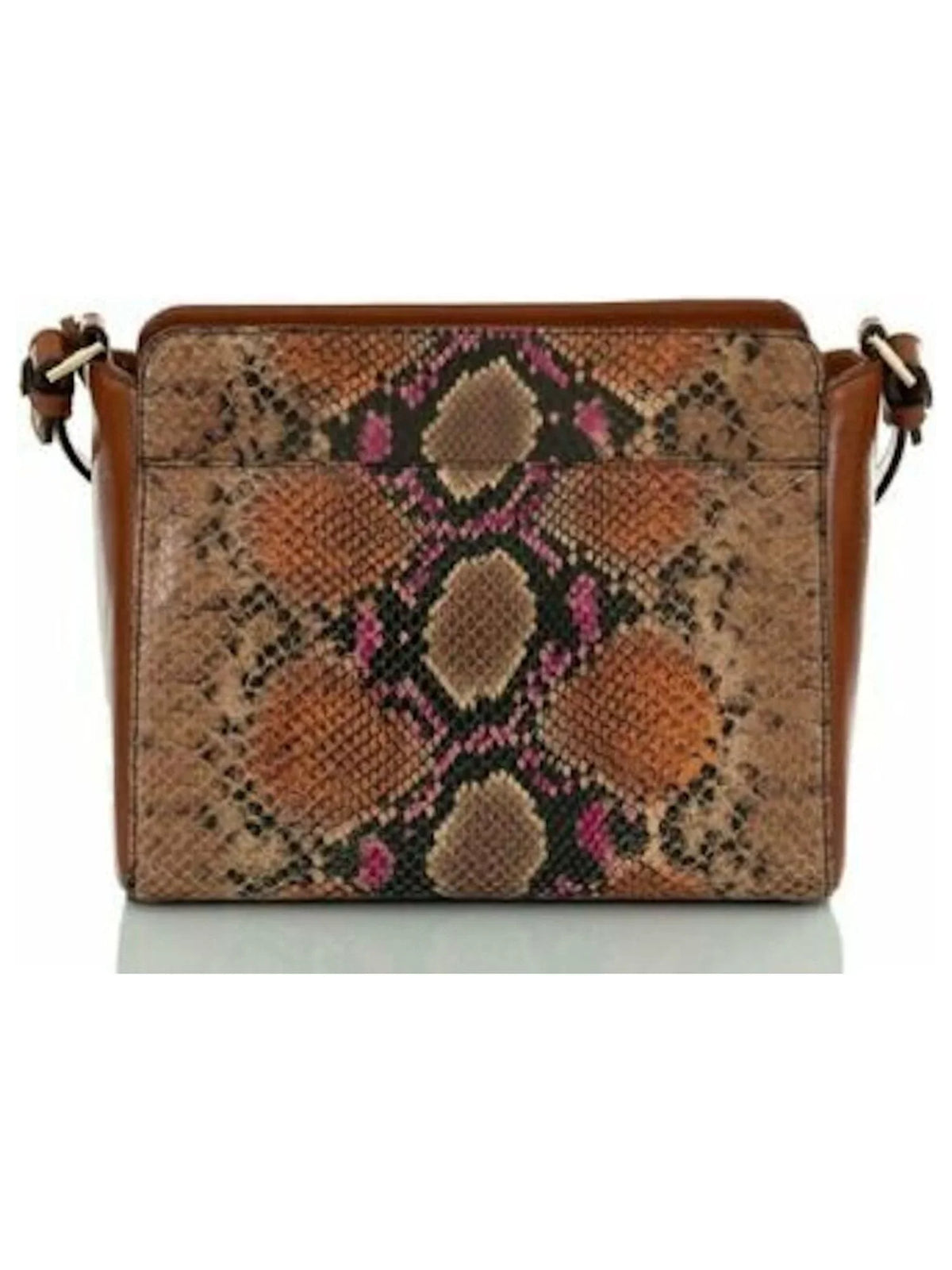 Brahmin Brown Carrie Crossbody Sizenake Print Leather Crossbody Handbag Purse