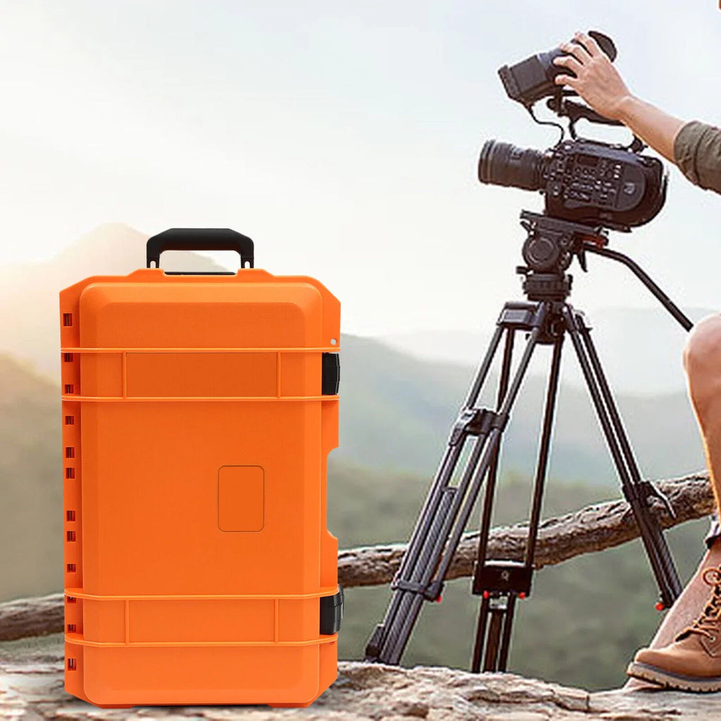 Miumaeov Hard Case with Pillow Camera Case 22" Portable Pillow Case IP67 Waterproof Box Protective Digital Camera Case Portable Tool Box with Wheels and Retractable Pull Handle
