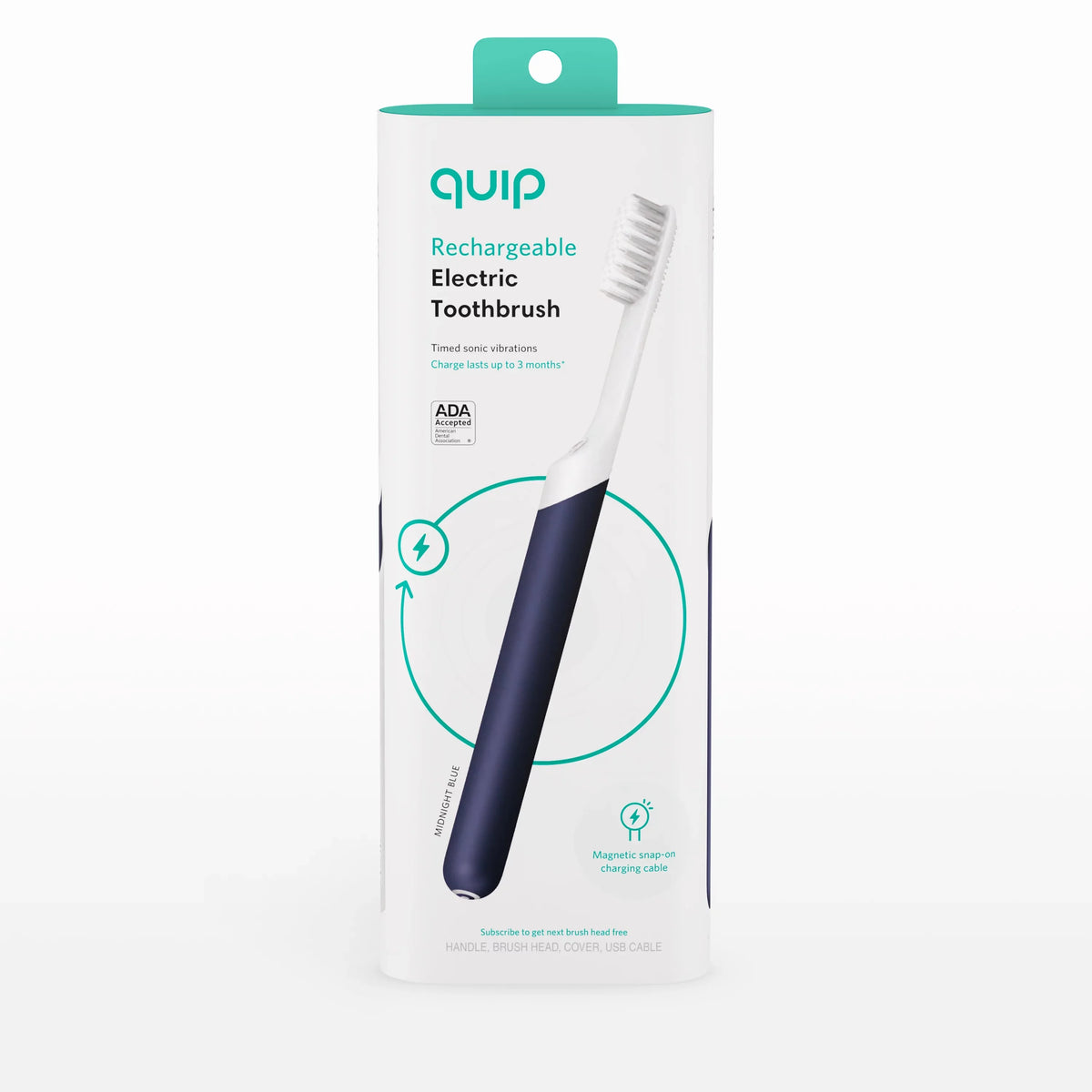 Quip Adult Electric Rechargeable Toothbrush Full Head, Midnight