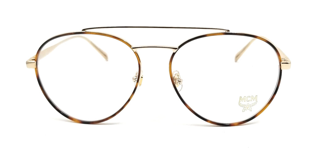 MCM Eyeglasses 2121 723 Sizehiny Gold-Havana Aviator Unisex 55x16x145