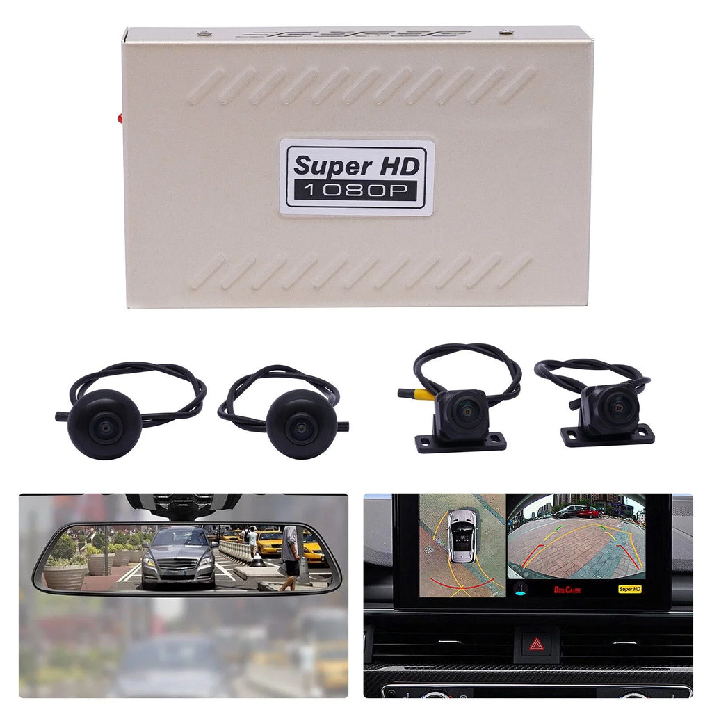 ZhdnBhnos 360° Bird View Panoramic Sizeystem Rear View 4-Camera Kit 1080P Car DVR Recording Night Vision Recorder