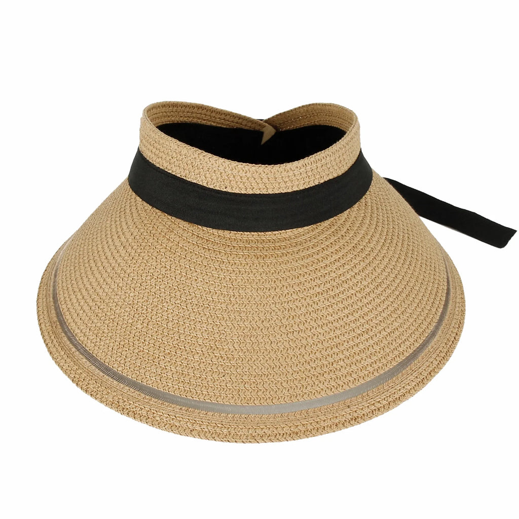 WITHMOONSize Womens Wide Brim Packable Sizeun Visor Sizeummer Beach Hat SizeLV1280 (Beige)