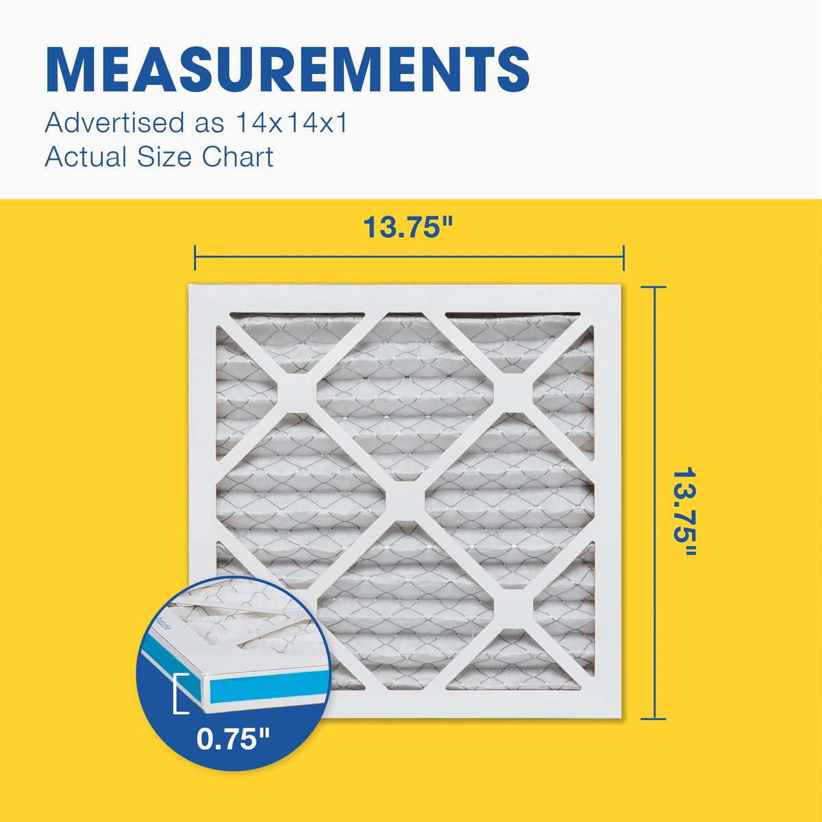 Aerostar 14x14x1 MERV 13 Pleated Air Filter, AC Furnace Air Filter, 6 Pack