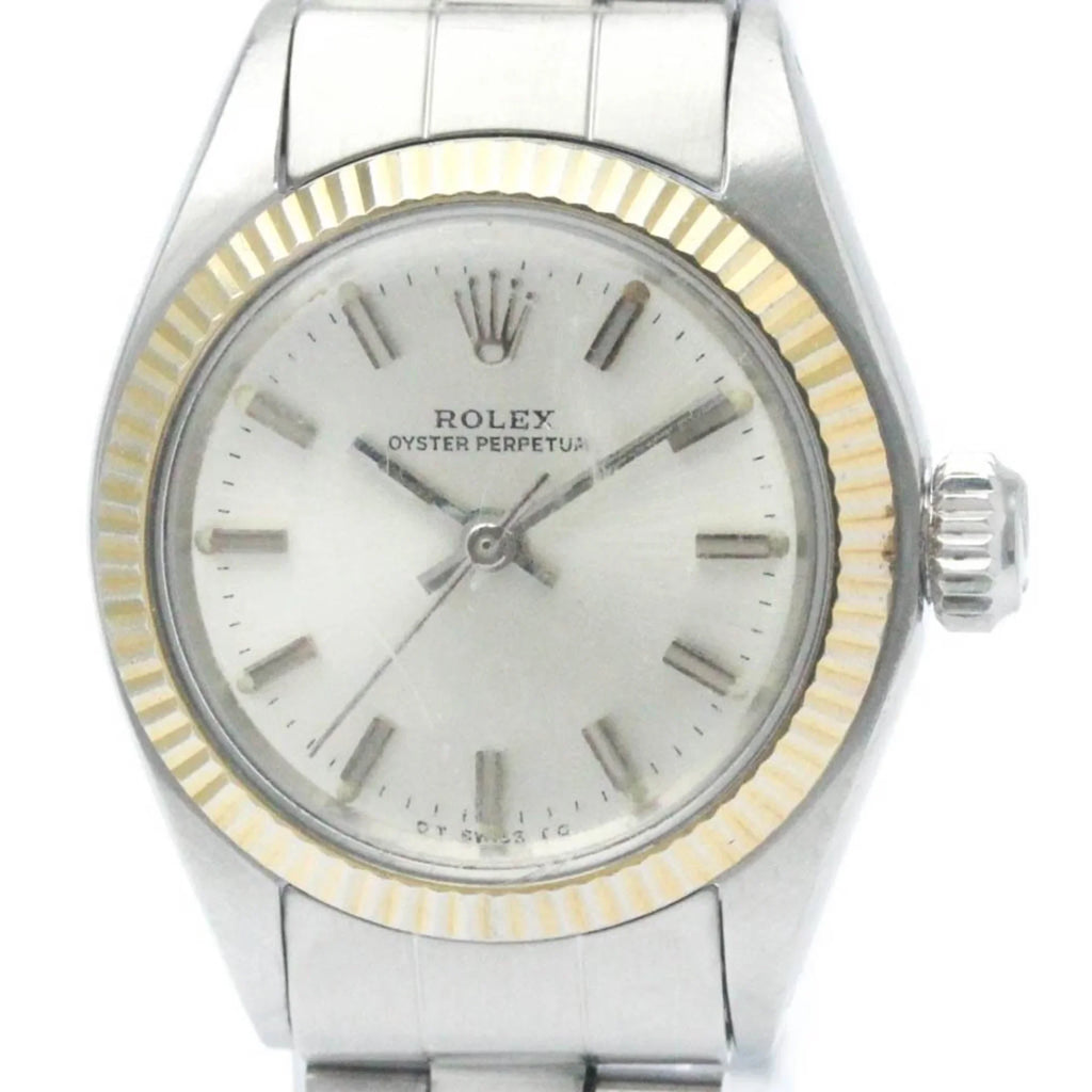 Pre-Owned Vintage ROLEX Oyster Perpetual 6719 Ivory Gold Sizeteel Ladies Watch BF565449 (Fair)