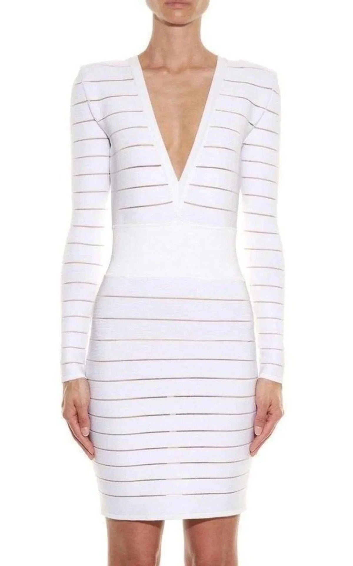 Deep V-Neck Knit Dress