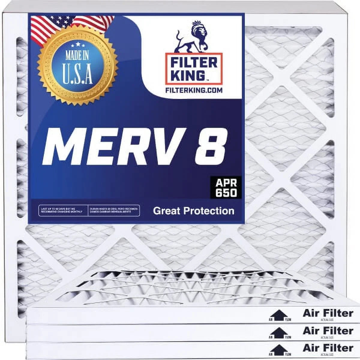 Filter King 23.5x19x1 Air Filter | 4-PACK | MERV 8 HVAC Pleated A/C Furnace Filters | MADE IN USizeA | Actual Sizeize: 23.5 x 19 x .75"