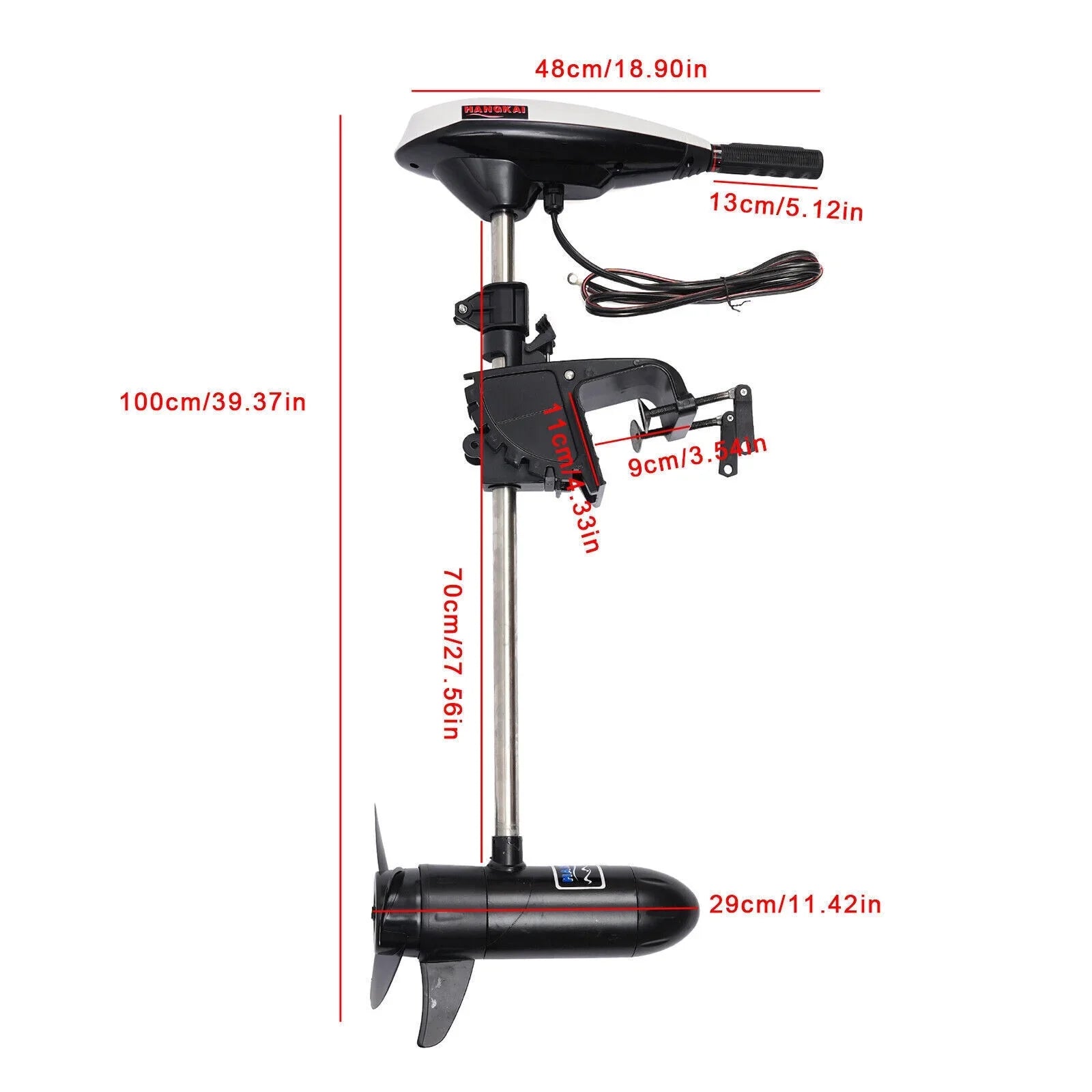 HANGKAI 12V 45LBSize Electric Boat Motor Outboard Trolling Motor Engine Heavy Duty