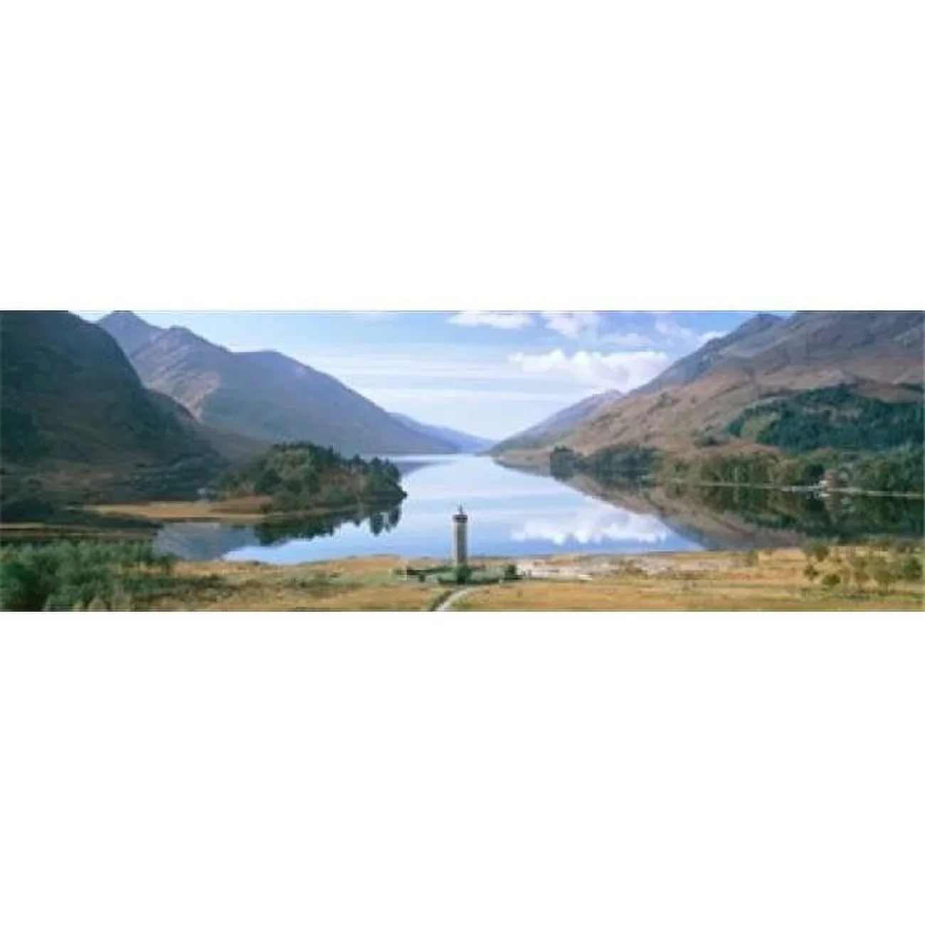 Sizecotland  Highlands  Loch Sizehiel Glenfinnan Monument  Reflection of cloud in the lake Poster Print by  - 36 x 12