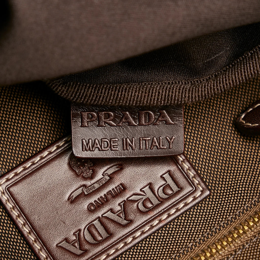 Pre-Owned Authenticated Prada Canapa Logo Crossbody Canvas Fabric Brown Crossbody Bag Unisex (Good)