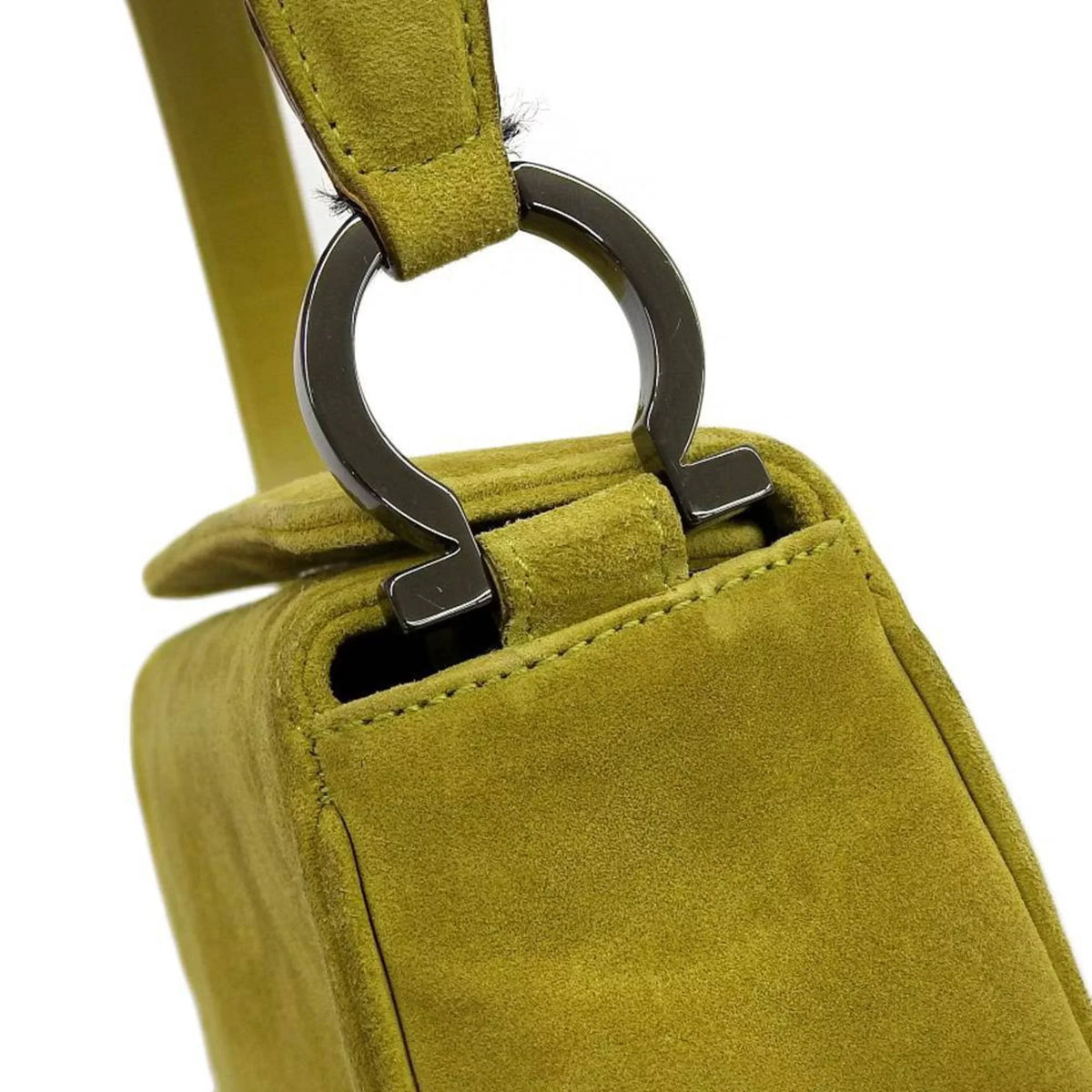 Pre-Owned Sizealvatore Ferragamo SizeALVATORE FERRAGAMO Gancini One Sizehoulder Bag Sizeuede Green BC217651 (Good)