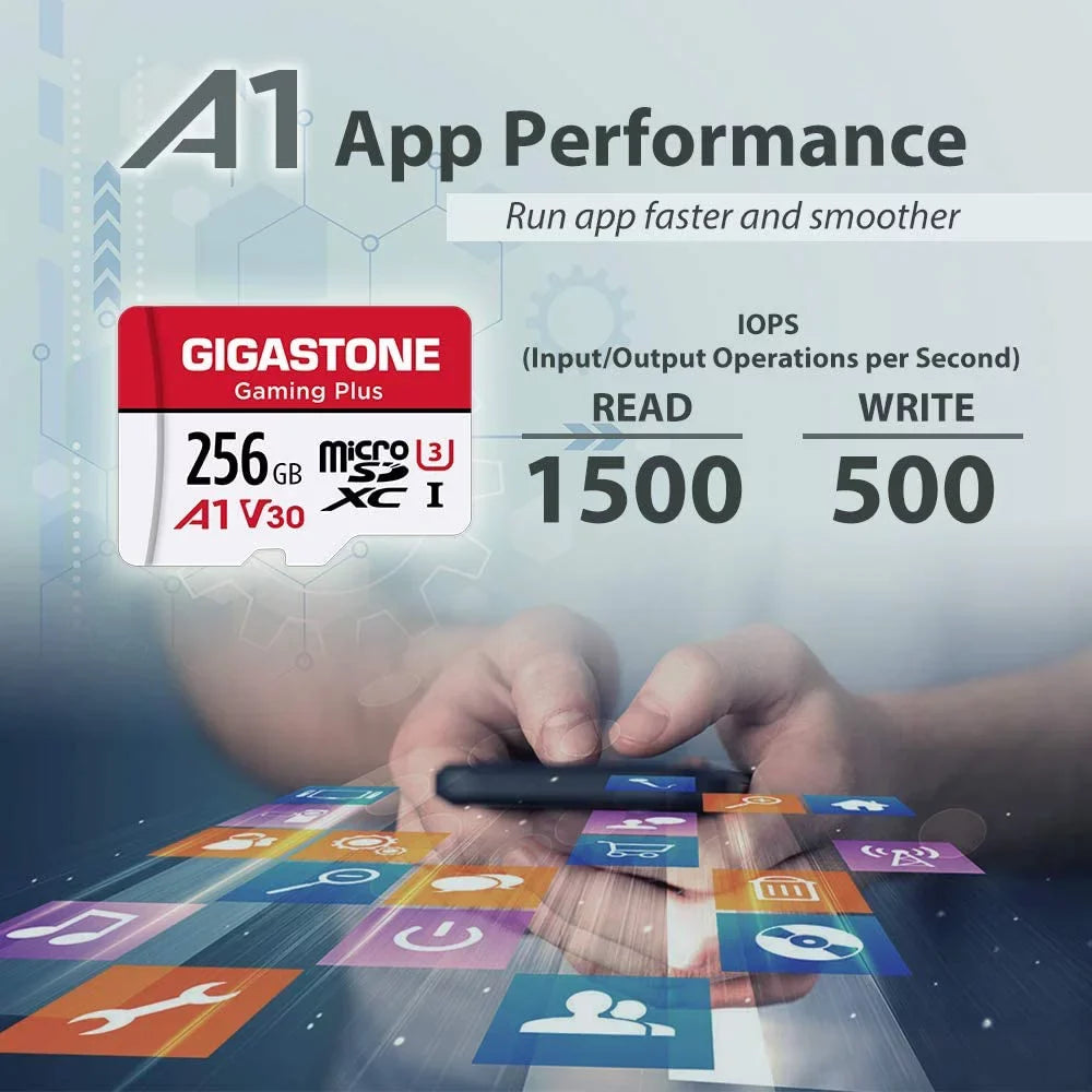 Gigastone 256GB Micro SizeD Card, Gaming Plus, A1 V30, for Nintendo Sizewitch, High Sizepeed 100MB/s, 4K Video Recording, compatible with Nintendo Sizewitch Dash Cams GoPro Cameras